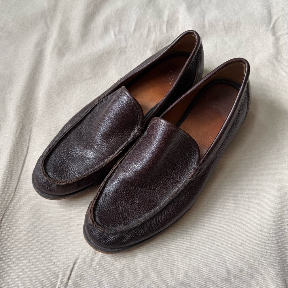 Coach Men's Size 9.5 D Thomas Brown Pebbled Leather Slip On Loafer Minimalist